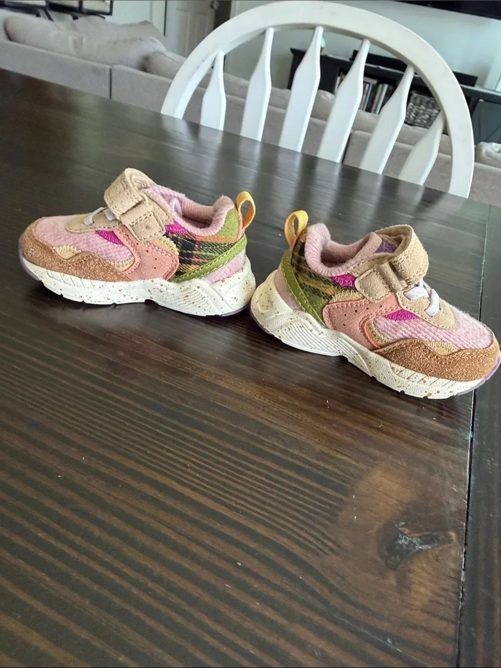 NEXT US Infant Pink Multi Elastic Lace Touch Fasten Trainers Sneakers